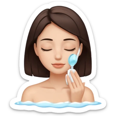 girl brunette getting a deep facial cleansing eyes closed sticker