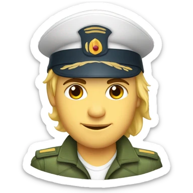Caucasian fighter pilot wearing party hat sticker