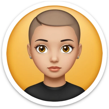 HAZEL EYES , BLACK BUZZ CUT LIGHT SKIN ROUND FACE GIRL sticker