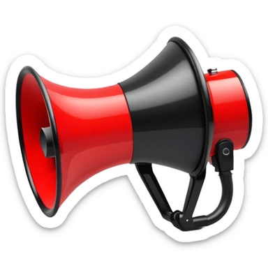 red and black megaphone loudspeaker with sound waves sticker