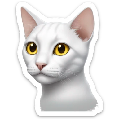 white cat  yellow eyes black spot on head next to right ear sticker