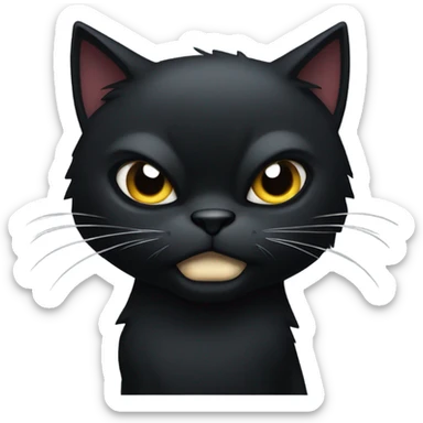 Angry black cat with a fist  sticker