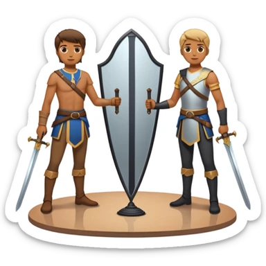 the sword on the floor and a mirror person sticker