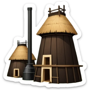 A 17th-century Brazilian sugar mill (engenho) during the colonial period, located in a tropical landscape. sticker