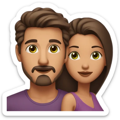 A couple of one man with dark short hair, a goatee and brown eyes and a Moroccan woman with brown hair and green eyes sticker