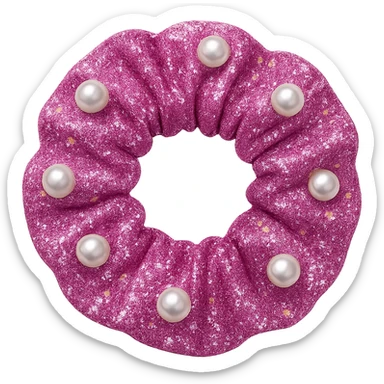 girly sparkling scrunchie with pearls, no background sticker