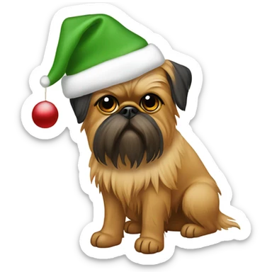 Tan brussels Griffon Christmas hat  sticker