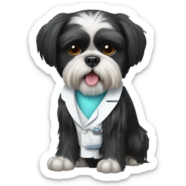 Black Shih tzu as dentist sticker