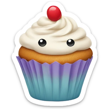 Cupcake with a face sticker