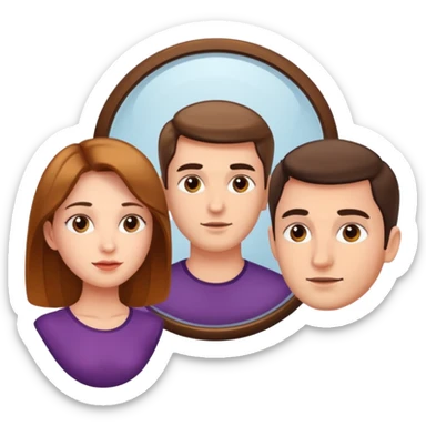 Woman in front. Man in mirror. The man and the woman look similiar. They are directly looking at each other sticker