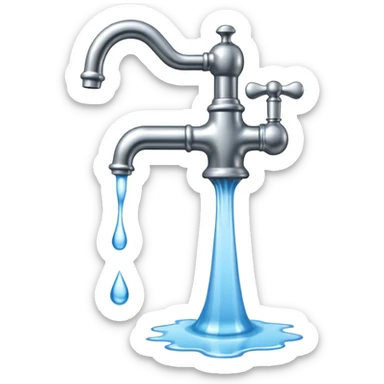 
water pouring from an OLD tap, 1980 sticker