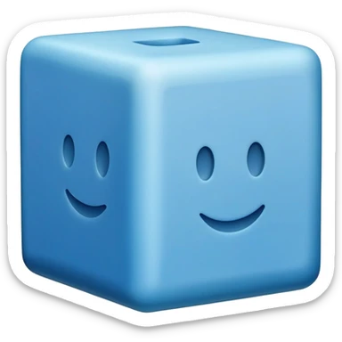 "High-res emoji of a blue rectangular foam block used in furniture (e.g. couches). Sharp-edged, slightly rough porous texture, soft to medium blue. Apple emoji style: clean, minimal, slightly glossy, realistic. Transparent background." sticker