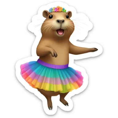 A capybara wearing a tutu and dancing  sticker
