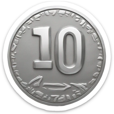 A silver coin that is written “100” clay 3d sticker