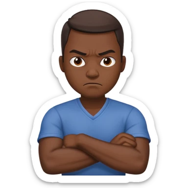 arms crossed holding neck angry guy  sticker