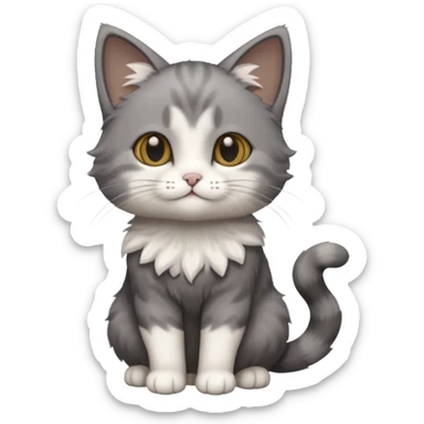 full body small short hair dark grey and white cat sticker