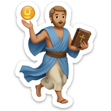 image of prophet Jonah (middleaged man)  in the bible fleeing sticker