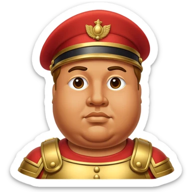 Cinematic Realistic Botero Bronze Roman fat Soldier Emoji. sticker