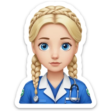 Paramedic girl with french braided blonde hair and blue eyes sticker