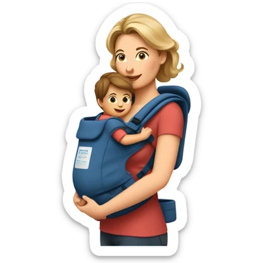 European Babywearing mom with toddler ergo carrier on moms back sticker