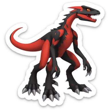  Cool Edgy Black Red Digimon-Fakemon-Guilmon-Velociraptor-Dragon full body sticker