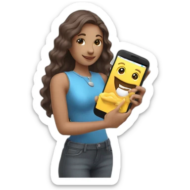 create for me a beautiful interface illustrations of 3D character holding a phone in hands sticker