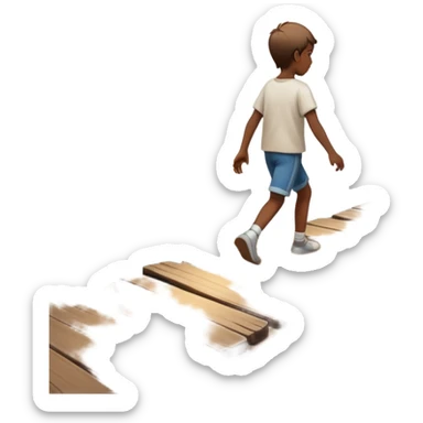 A small figure walks back broken bridge, holding soft 2 orbs in hand—symbolizing compassion and forgiveness. A gentle heart aura trails behind them, showing healing in motion. sticker