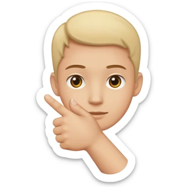 straight face with hand with thumb sticking right sticker