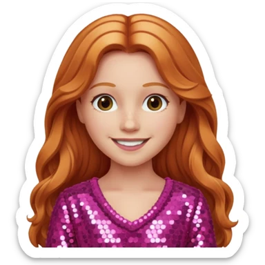 Carrie White from Carrie with long reddish blonde hair, pink sequin outfit  sticker