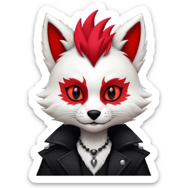 Anthropomorphic Anthro Furry punky gothic black white and red badass cool stylish handsome smexy Animal-furry-fursona sticker