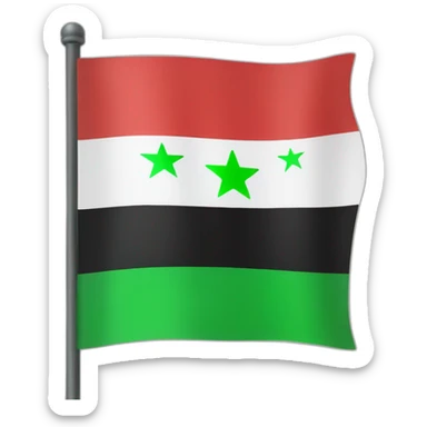 Syrian flag, green on top, white in the middle with 3 red stars and black at the bottom sticker