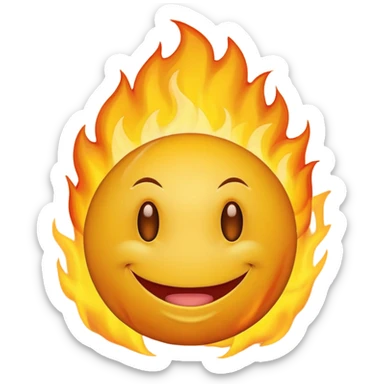 regular yellow smily emogy with the fire brain sticker