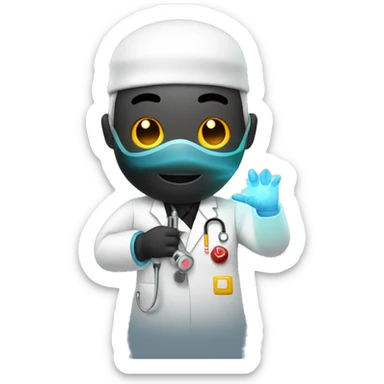 Homme noir en tenue médicale tient un laser dans les mains sticker