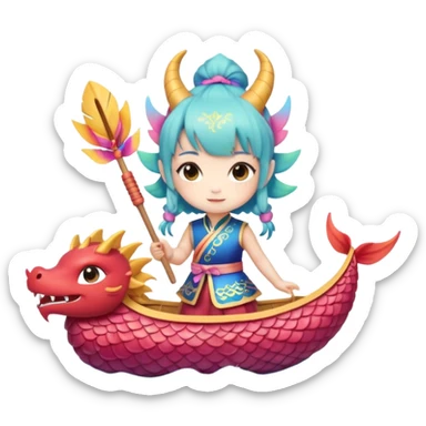 a-chibi-girl-dressed-as-a-dragon-boat-drummer,-holding-soft-pastel-drumsticks,-standing-in-a-fluffy-dragon-boat,-colorful-festival-ribbons-flying,-sparkles-and-cute-mini-fish-swimming-below,-soft sticker
