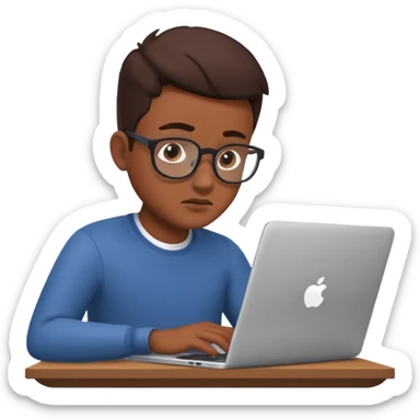 a brown skin person working in a laptop sticker