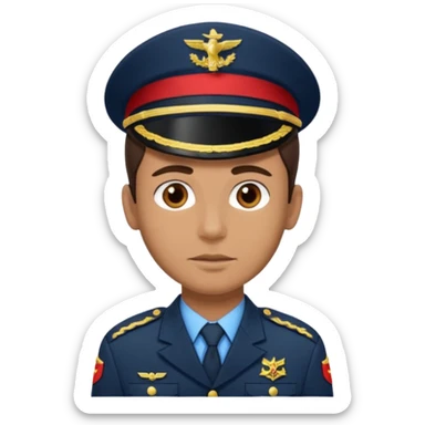 I want you to create an emoji of a spanish sergeant,  He should be a young guy with dark brown hair, brown eyes, his skin color like he’s tan  sticker