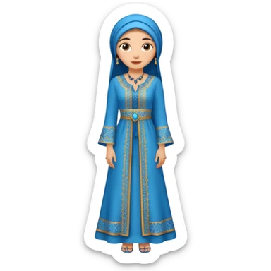 woman in moroccan culture style blue detailed dress sticker