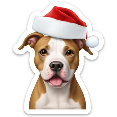 American staffordshire terrier with santa hat  sticker