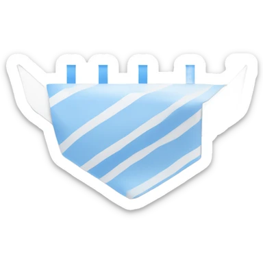 A white envelope tilted slightly forward with a folded top flap, featuring a diagonal blue stripe from top-left to bottom-right. Minimalistic, 3D look, clean design, symbolizing digital communication. sticker