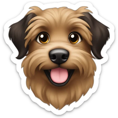 bouvier fawn brown and black puppy face very long hair smiling dark ears sticker