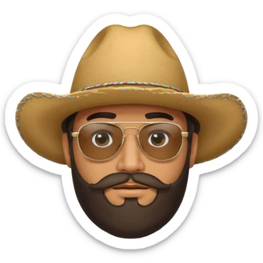 Mexican man with cowboy hat, beard and sunglasses sticker