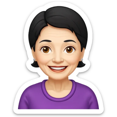 Old Lady 54 age black hair light skin sticker