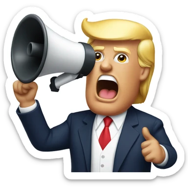 donald trump holds loudspeaker sticker