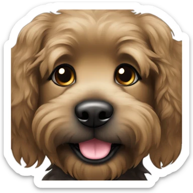 bouvier fawn brown and black puppy face very long hair smiling sticker