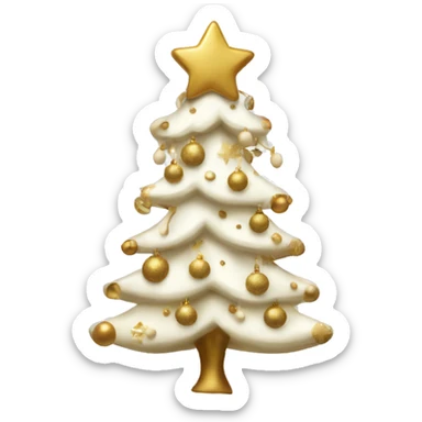 vanilla  Christmas tree with white and gold decorations sticker