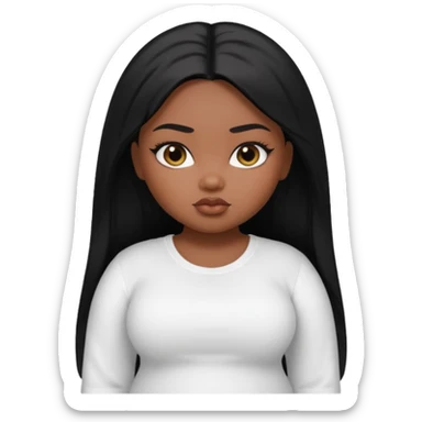 fat dark pretty bratz girl with black straight hair and white full sleeve sticker