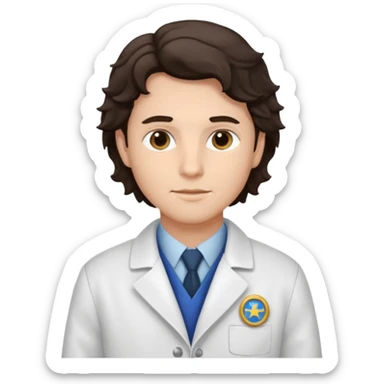 male dark brunette wavy hair vet sticker