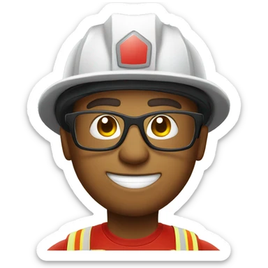 Nerdy white Firefighter with glasses  sticker
