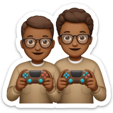 Two poops emojis wearing glasses and each on holding ps5 controller sticker