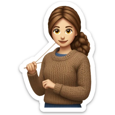 beautiful finnish brown hair woman knitting sweater  sticker